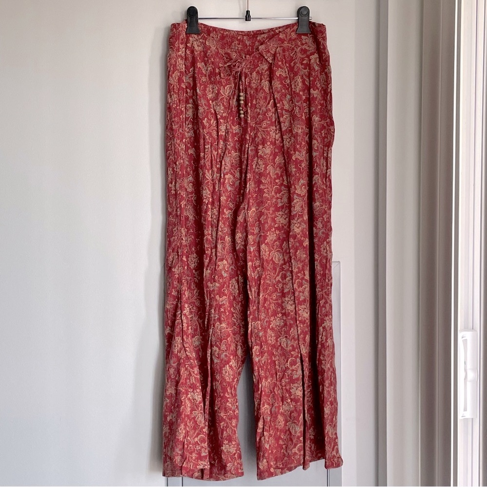 DENIM & SUPPLY RALPH LAUREN Floral Red and Cream Wide-Leg Pants